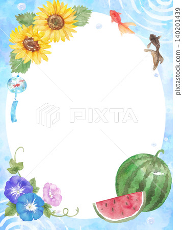 水彩夏日畫框 水彩夏日畫框 140201439