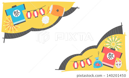 可愛的夏日節日邊框插畫素材,16:9 橫向格式 可愛的夏日節日邊框插畫素材,16:9 橫向格式 140201450
