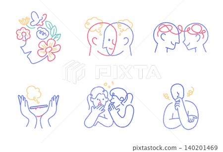 human connection concept emotional symbol roughen line textured illustration 140201469