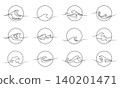 minimal sea wave tapered line art circular emblem 140201471