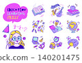 education concept line illustration for school and teacher 140201475