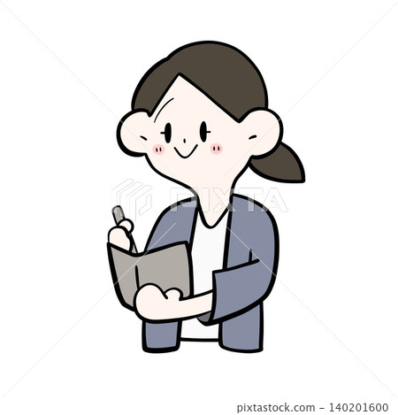 一位女上班族在筆記本上寫筆記的插圖 | 日程管理 140201600