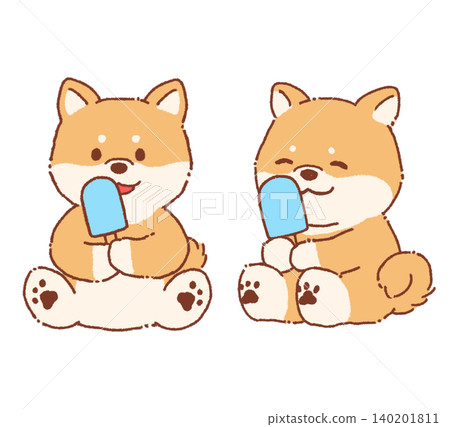 柴犬吃冰淇淋 柴犬吃冰淇淋 140201811