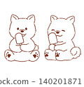 Shiba Inu eating ice cream (line drawing) 140201871