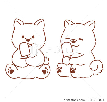 柴犬吃冰淇淋(線描) 柴犬吃冰淇淋(線描) 140201871