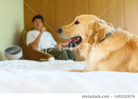 A man watching over a dog A man watching over a dog 140202074