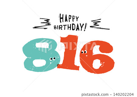 Hand-drawn number illustrations, simple and cute date material, August 16th 140202204