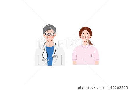 一位男醫生和一名女護士的插圖 一位男醫生和一名女護士的插圖 140202223