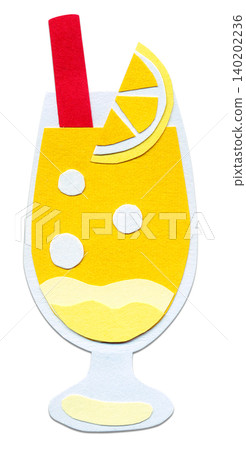 Collage illustration of lemon squash with a straw Collage illustration of lemon squash with a straw 140202236