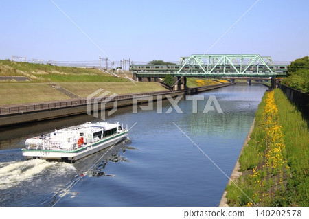 新石川:東京都政府救災船不知火力與東北本線大橋(東京都北區) 新石川:東京都政府救災船不知火力與東北本線大橋(東京都北區) 140202578