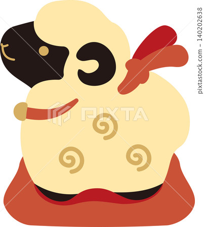 New Year's Card 2027, Year of the Sheep, New Year's Card Material, Sheep, Sheep, Clay Bell, Illustration, Cute, Icon, Decoration, Japanese Modern, Material 140202638