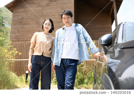 Japanese couple in a car 140203016