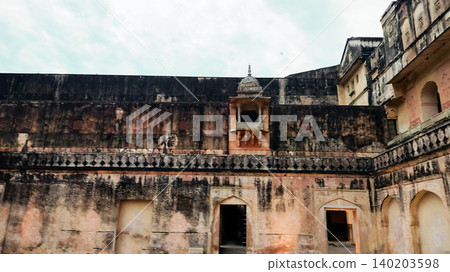 Amber Fort Jaipur Courtyard with Arched Corridors and Historic A 140203598