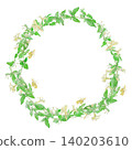 Watercolor illustration of a honeysuckle flower wreath 140203610