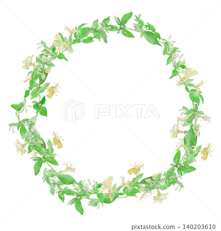 金銀花花環的水彩插圖 金銀花花環的水彩插圖 140203610