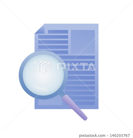Magnifying glass icon for examining documents Magnifying glass icon for examining documents 140203767
