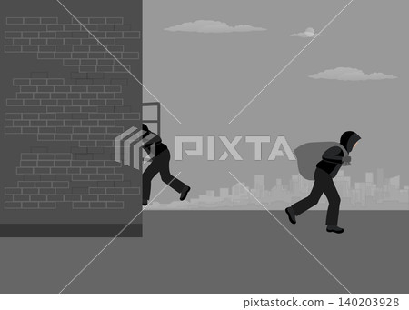 Burglars Escaping from House Window Stock Illustration Burglars Escaping from House Window Stock Illustration 140203928
