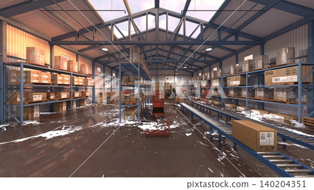 Flooded warehouse Flooded warehouse 140204351