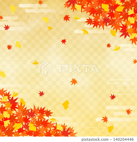 Japanese-style background with autumn leaves and ginkgo leaves 4_square Japanese-style background with autumn leaves and ginkgo leaves 4_square 140204446