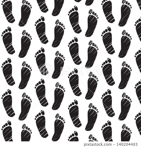 Seamless Pattern of Barefoot Feet Track Imprint Seamless Pattern of Barefoot Feet Track Imprint 140204483