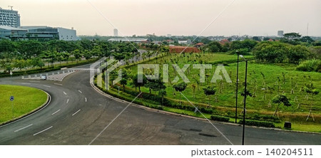 A beautiful circular road in a modern urban area A beautiful circular road in a modern urban area 140204511