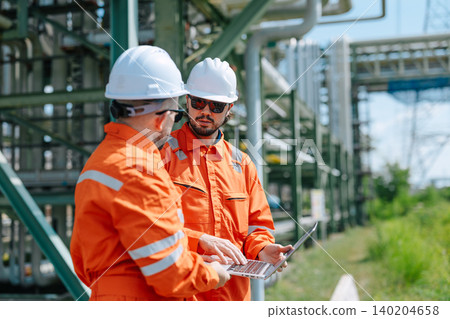 Professional Engineer Worker Working Service Maintenance Survey Oil and Gas Pipeline Construction Professional Engineer Worker Working Service Maintenance Survey Oil and Gas Pipeline Construction 140204658