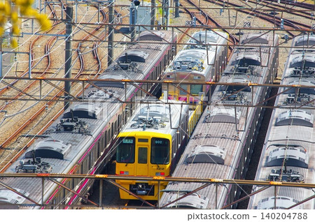 Keio line version doctor yellow of Wakabadai car park Keio line version doctor yellow of Wakabadai car park 140204788