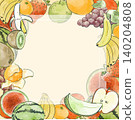 Watercolor-style fruit frame illustration (fruit, background material, copy space, square) 140204808