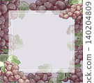 Watercolor-style fresh grape fruit frame (fruit, background material, copy space, square) 140204809