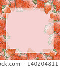 Watercolor-style fresh strawberry fruit frame (strawberries, fruit, background material, copy space, square) 140204811