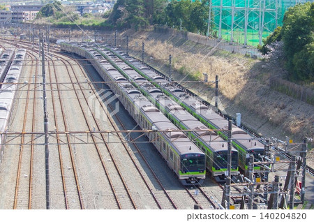 Trains at Wakabadai Train Depot Trains at Wakabadai Train Depot 140204820