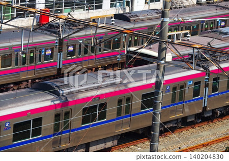 Trains at Wakabadai Train Depot Trains at Wakabadai Train Depot 140204830