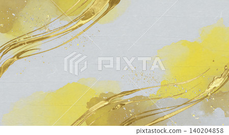 A modern Japanese background featuring striking gold splashes on heavy antique gold washi paper. A modern Japanese background featuring striking gold splashes on heavy antique gold washi paper. 140204858