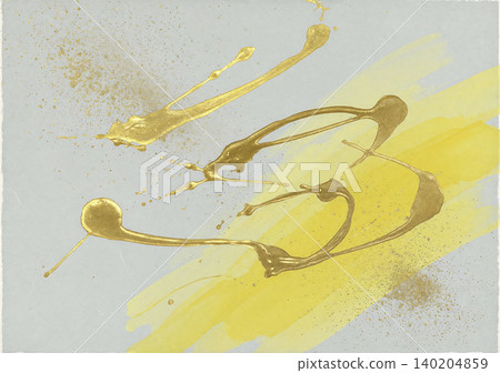 A modern Japanese background featuring striking gold splashes on heavy antique gold washi paper. A modern Japanese background featuring striking gold splashes on heavy antique gold washi paper. 140204859
