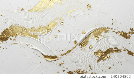 以白色和紙和金箔為底,飾以波浪狀立體筆觸的精美日式背景。 以白色和紙和金箔為底,飾以波浪狀立體筆觸的精美日式背景。 140204863
