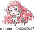 A pink-haired doctor is talking on the phone. A chibi-style character in the style of Japanese anime. A girl is shocked. 140205087