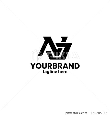 Modern monogram letter NJ logo design vector 140205116