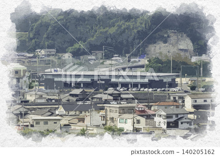 Watercolor-style depiction of Yanai city center, FUJIBO Yanai Chemical Martial Arts Hall, Yanai City, Yamaguchi Prefecture Watercolor-style depiction of Yanai city center, FUJIBO Yanai Chemical Martial Arts Hall, Yanai City, Yamaguchi Prefecture 140205162