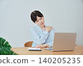 Women experiencing shoulder stiffness while working from home 140205235