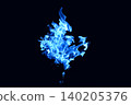 Blue flames burning against a black background 140205376