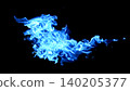 Blue flames burning against a black background 140205377