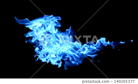 Blue flames burning against a black background Blue flames burning against a black background 140205377