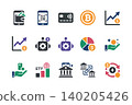 Fintech Payment Icons Set Mobile Banking Digital Wallet Cryptocurrency Trading 140205426