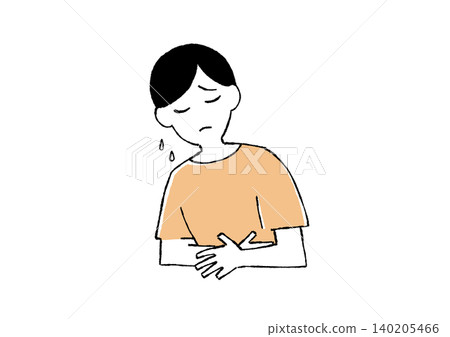 Illustration of a man with a stomachache Illustration of a man with a stomachache 140205466