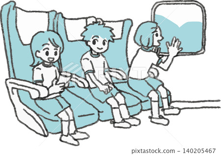 一幅滑稽的雙色插圖,描繪了小學生在學校旅行中乘坐新幹線列車玩耍的場景。 一幅滑稽的雙色插圖,描繪了小學生在學校旅行中乘坐新幹線列車玩耍的場景。 140205467