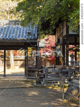 A beautiful view of a shrine with autumn leaves. A beautiful view of a shrine with autumn leaves. 140205473