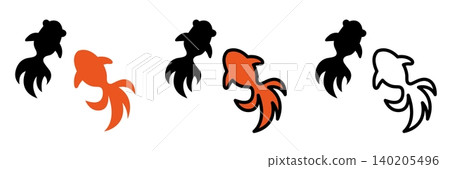 A set of cute and pop-style goldfish illustrations A set of cute and pop-style goldfish illustrations 140205496