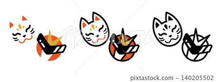一組可愛又流行風格的面具插畫 一組可愛又流行風格的面具插畫 140205502