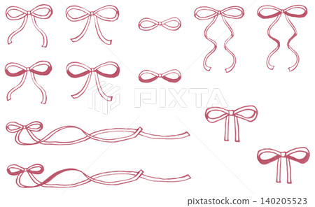 A set of thin red ribbons drawn with a softly colored marker. A set of thin red ribbons drawn with a softly colored marker. 140205523