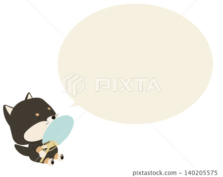 A black Shiba Inu fanning himself with a hand fan. (With speech bubble) A black Shiba Inu fanning himself with a hand fan. (With speech bubble) 140205575